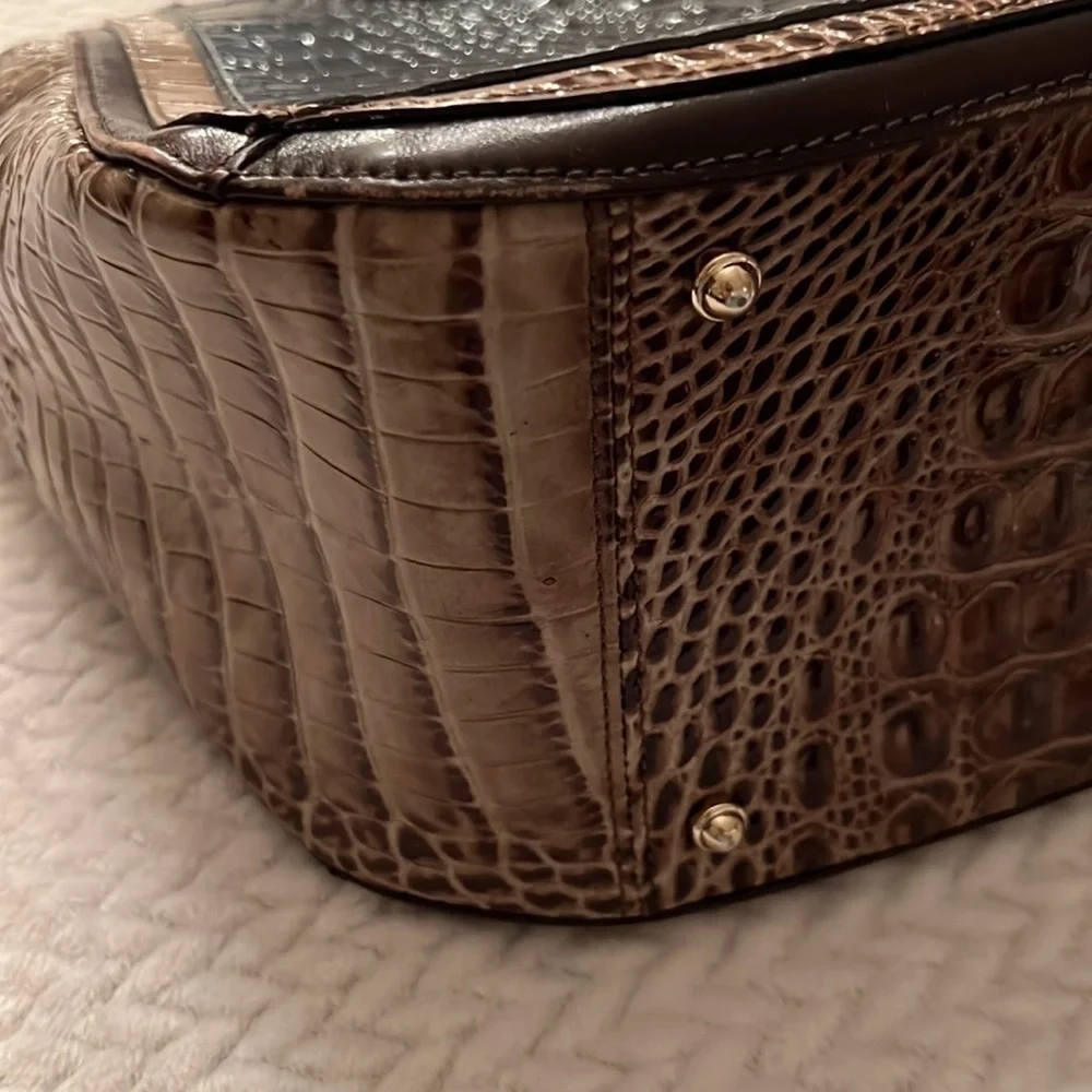 Brahmin Lena Mallard Davos Tote Medium Embossed Leather Shoulder Bag